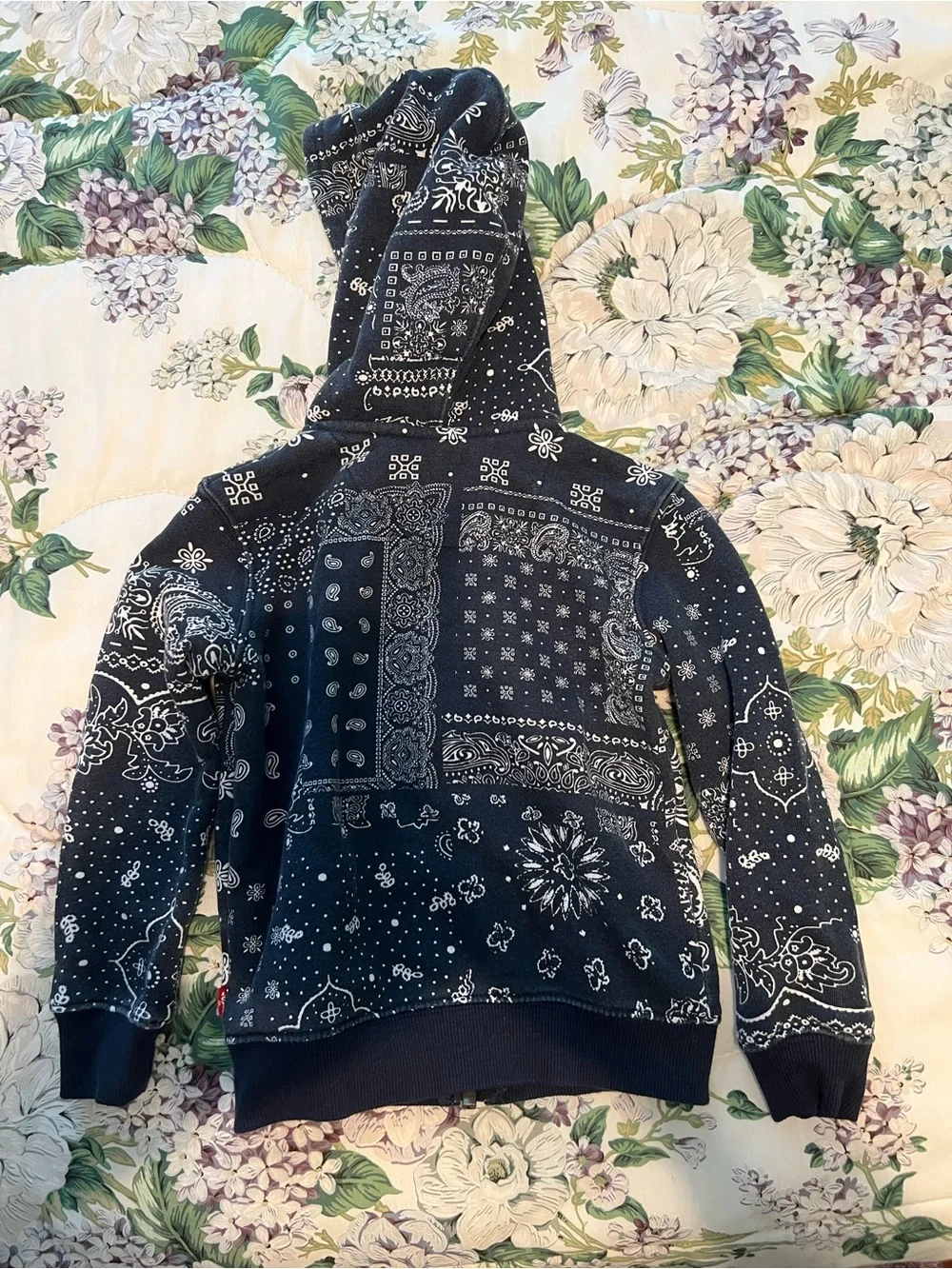 Levis Toddler Kids Paisley Zip Up Hoodie Size 3T Blue Sweatshirt Long Sleeve